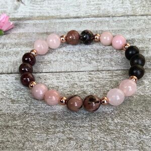 Rose Quartz Gemstone Bracelet, Size 7.5 inches, Stones of Love, Handmade with 🩷